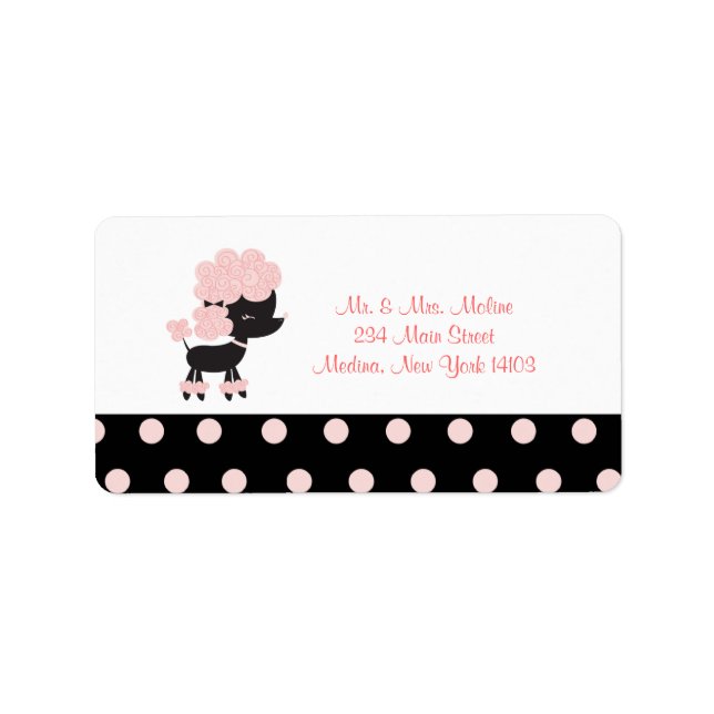 French Paris Poodle Return Label - Black/Pink (Front)
