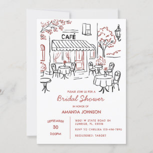French Parisian Cafe Afternoon Bridal Shower Invitation