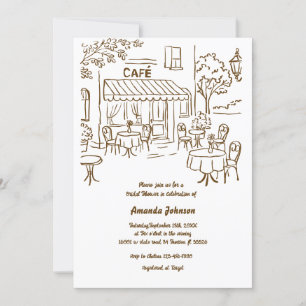 French Parisian Cafe Afternoon Tea Bridal Shower  Invitation