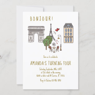 French Parisian Cafe Birthday Party Invitation