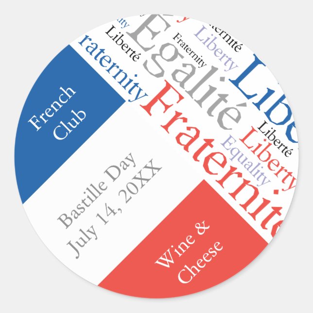 French Party or Event with Flag of France Classic Round Sticker (Front)