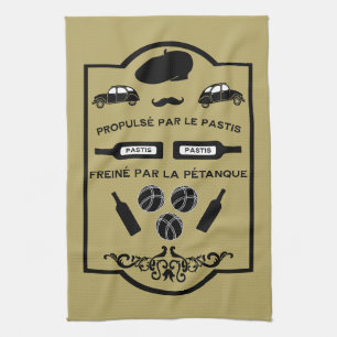 French Pastis Pétanque Tea Towel