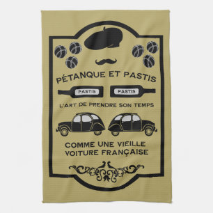 French Pastis Pétanque Tea Towel