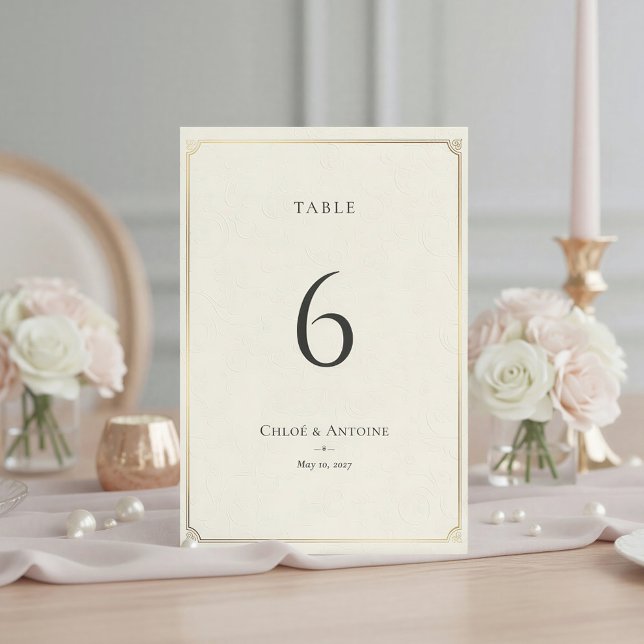 French Pastoral Ivory Wedding Table Number (Creator Uploaded)