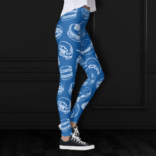 French Pastries Pattern Classic Blue Sweet Treat Leggings