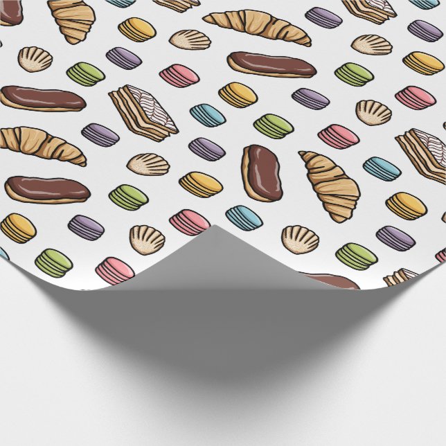 French Pastries Sweet Macaron Pattern Wrapping Paper (Corner)