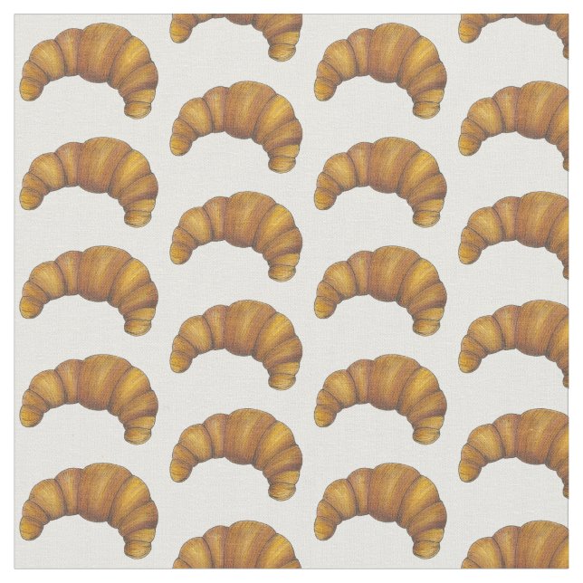 French Pastry Flaky Croissant Buttery Croissants Fabric (Close Up)