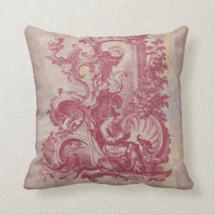 French Patina Vintage Red Toile Pompei Colours Cushion