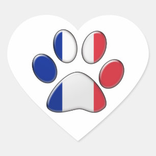 French patriotic cat heart sticker