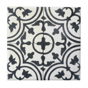 French Patterned Ceramic Tiles - Black & White