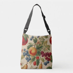 French Peach, Cherries, Blueberries, Pears, Apples Crossbody Bag