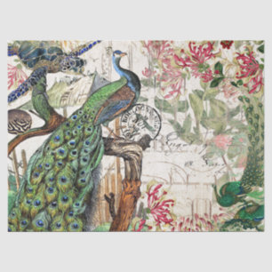 French Peacock Bird Turtle Blowfish Flowers Tissue Paper