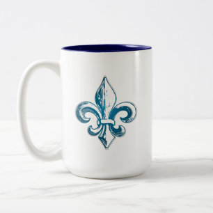 French people medieval Fleur de Lys fraternity Two-Tone Coffee Mug