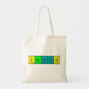 French periodic table patriotic tote bag