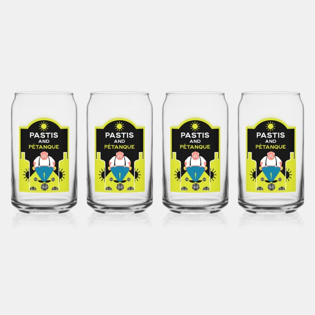 French Pétanque Bocce Can Glass (Front)