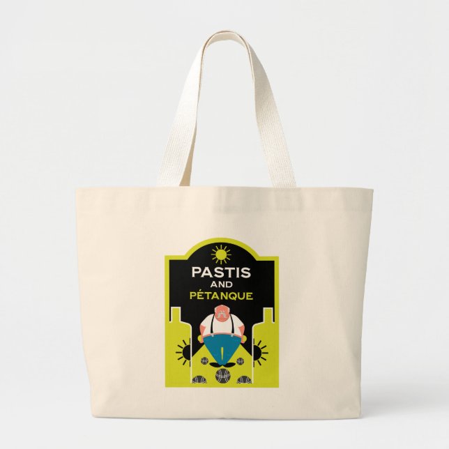 French Pétanque Bocce Large Tote Bag (Front)