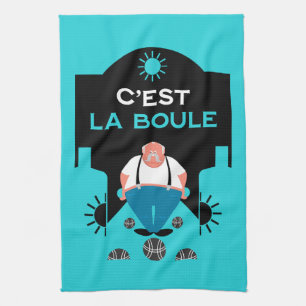 French Pétanque Bocce Tea Towel
