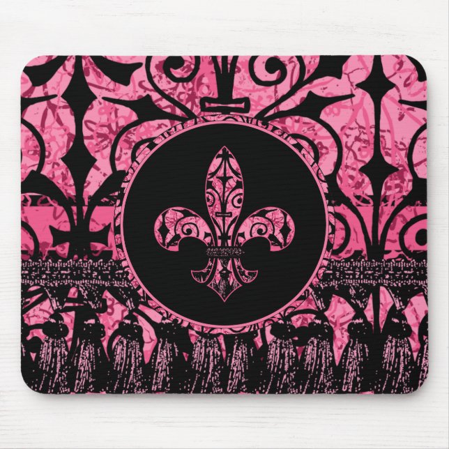 French Pink Fleur de lis Mouse Pad (Front)