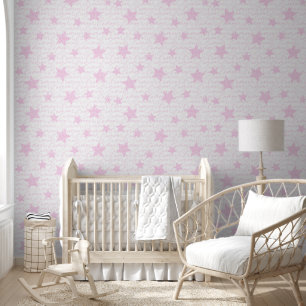 French Pink Love Stars Amour Wall Covering