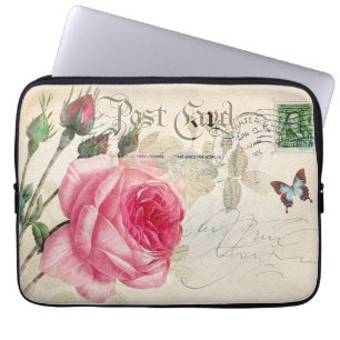 French Pink Rose Neoprene Laptop Sleeve 13 inch