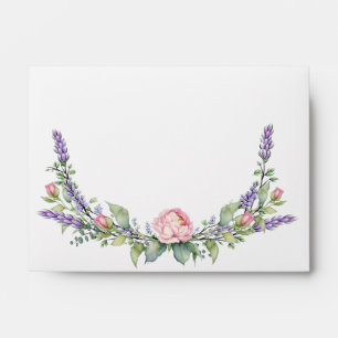French pink roses and Lavender Eucalyptus Envelope
