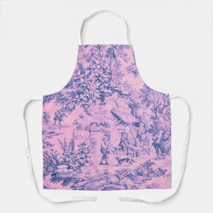 French Pink Toile Chinoiserie Rustic Rococo Style Apron