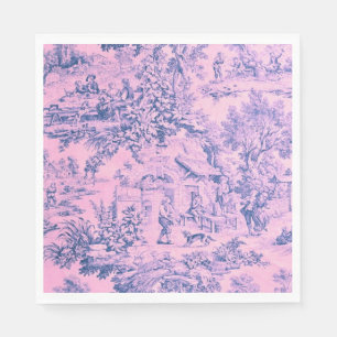 French Pink Toile Chinoiserie Rustic Rococo Style Napkin