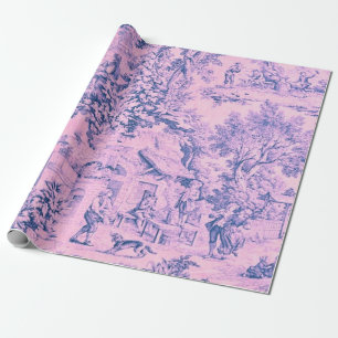 French Pink Toile Rococo Rustic Style Decoupage Wrapping Paper