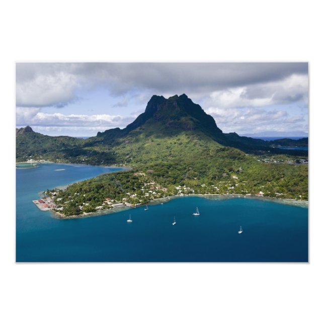French Polynesia, Bora Bora. Aerial view of Photo Print (Front)