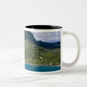 French Polynesia, Bora Bora. Aerial view of Two-Tone Coffee Mug