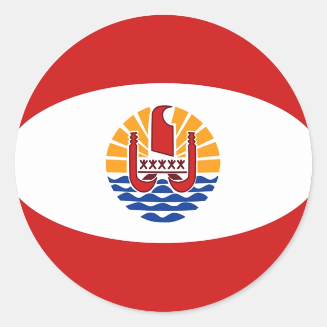 French Polynesia Fisheye Flag Sticker (Front)