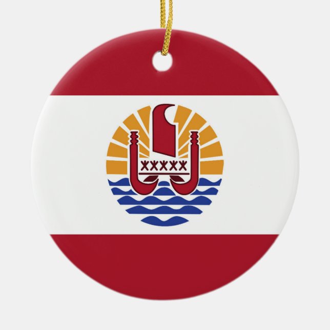French Polynesia flag Ceramic Ornament (Front)