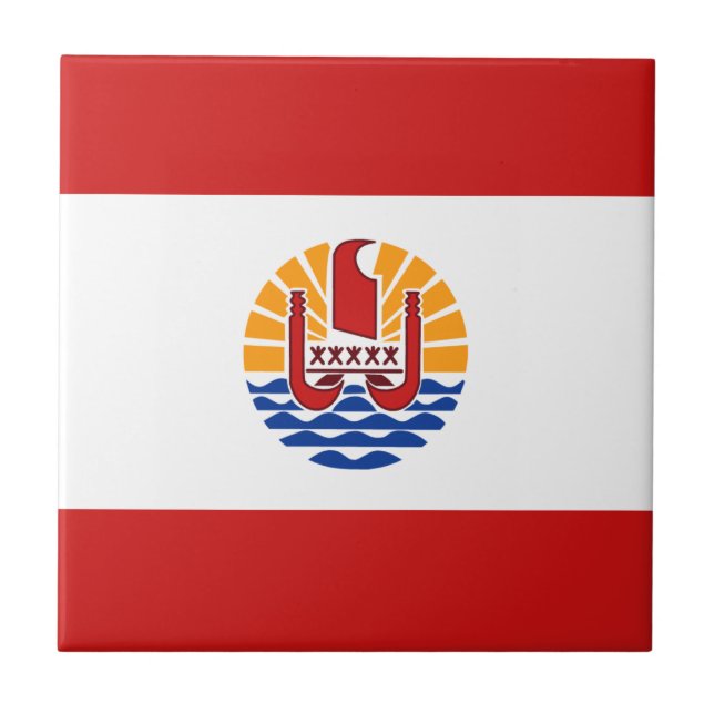 French Polynesia Flag Ceramic Tile (Front)
