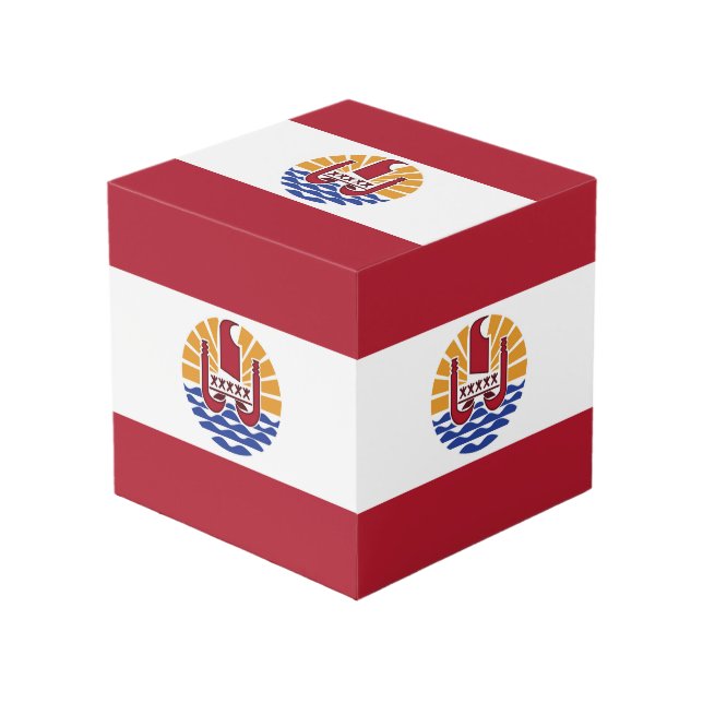 French Polynesia flag Cube (Front Angled)