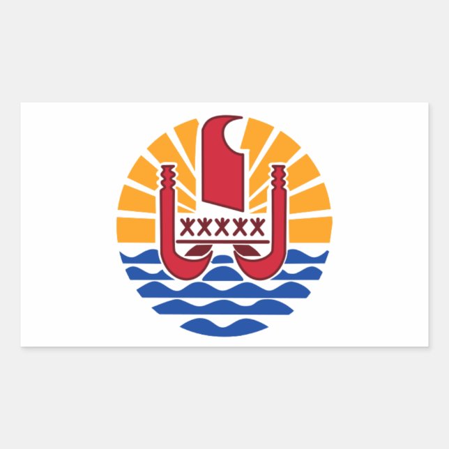 French Polynesia Flag, Drapeau Polynésie Française Rectangular Sticker (Front)