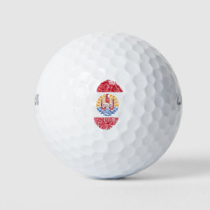 French Polynesia Flag Fingerprint Country Golf Balls