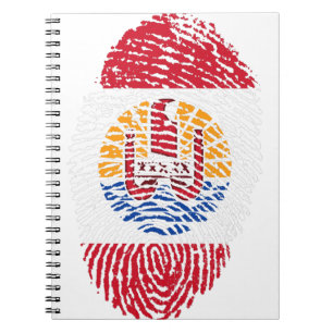 French Polynesia Flag Fingerprint Country Notebook