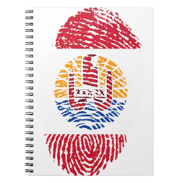 French Polynesia Flag Fingerprint Country Notebook (Front)