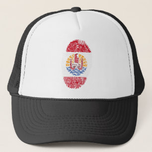 French Polynesia Flag Fingerprint Country Trucker Hat