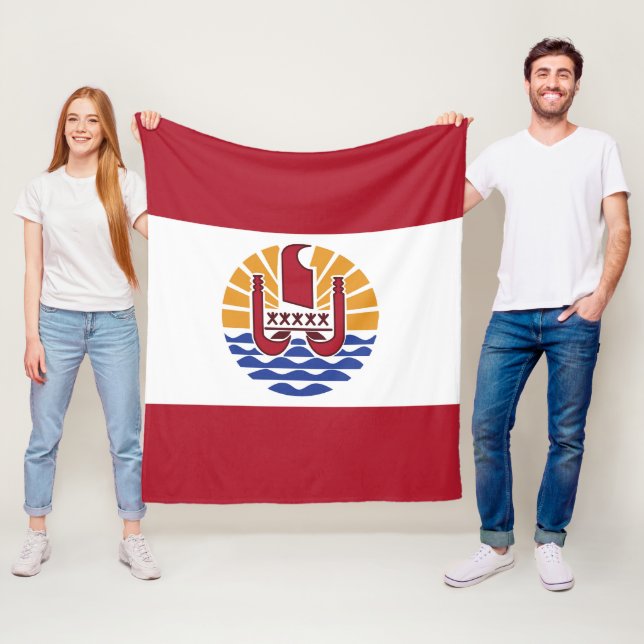 French Polynesia flag Fleece Blanket (In Situ)