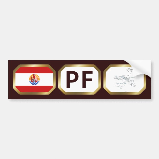 French Polynesia Flag Map Code Bumper Sticker (Front)