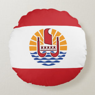 French Polynesia Flag Round Cushion
