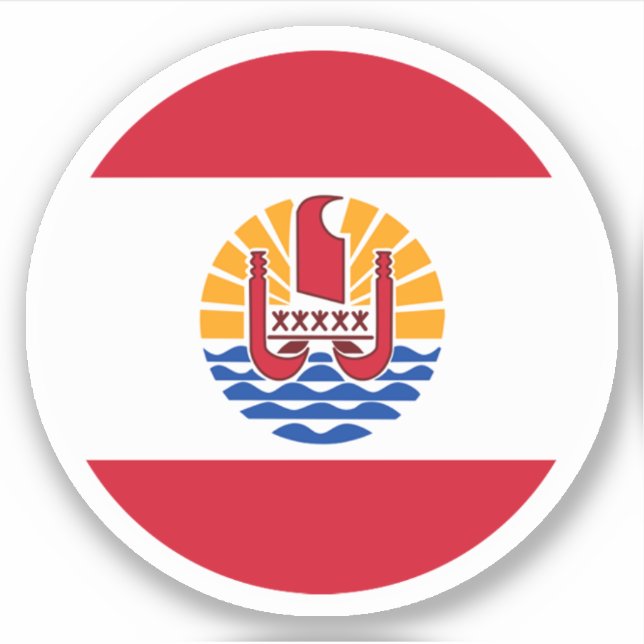 French Polynesia Flag Round Sticker (Front)