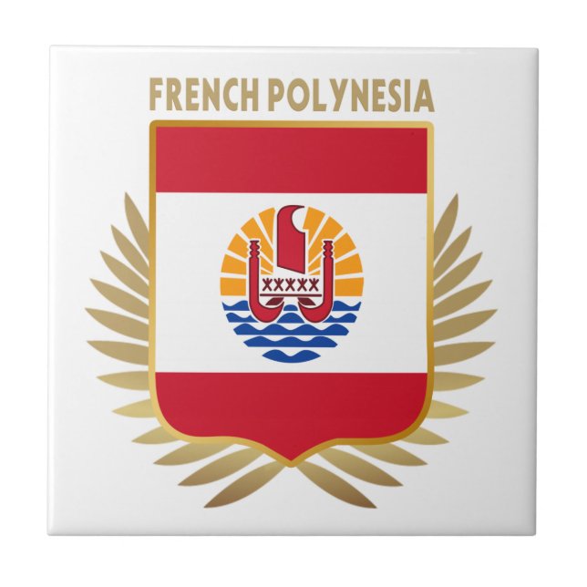 French Polynesia Flag Shield Ceramic Tile (Front)