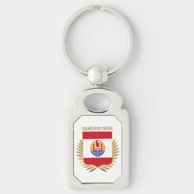 French Polynesia Flag Shield Key Ring (Front)