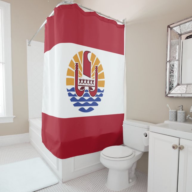 French Polynesia flag Shower Curtain (In Situ)