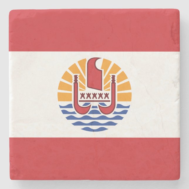 French Polynesia Flag Stone Coaster (Front)