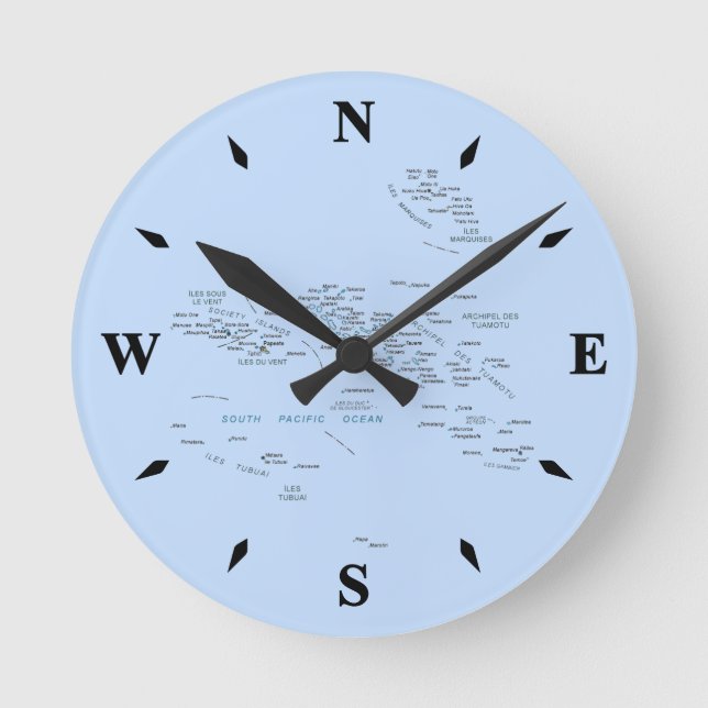 French Polynesia Map Clock (Front)