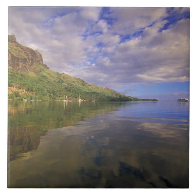 French Polynesia, Moorea. Cooks Bay. Cruise ship 2 Tile (Front)