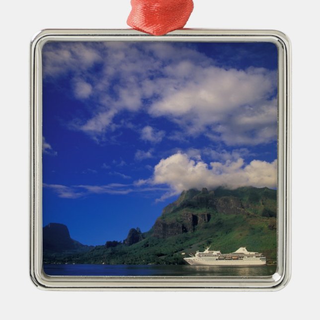 French Polynesia, Moorea. Cooks Bay. Cruise ship 3 Metal Ornament (Front)